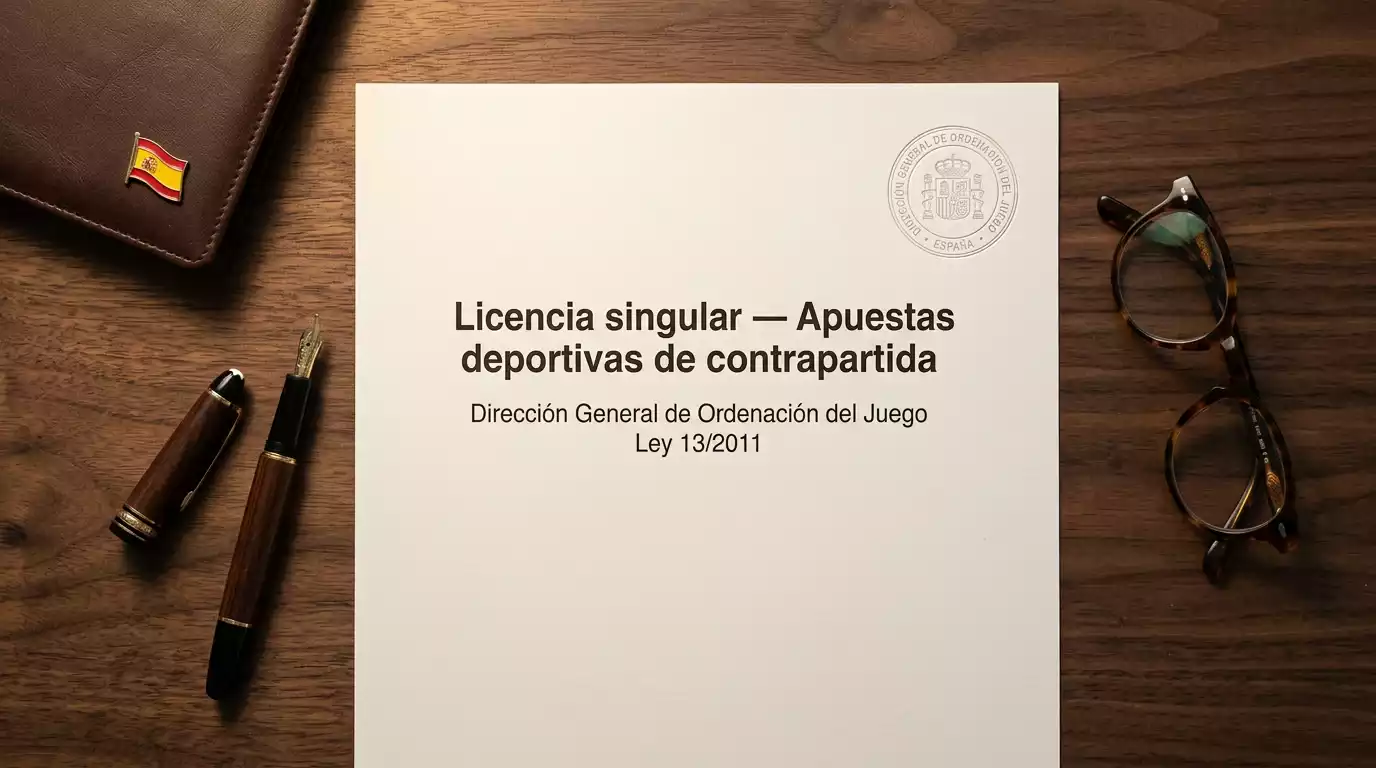 Documento oficial de licencia DGOJ para apuestas deportivas en España sobre una mesa de despacho